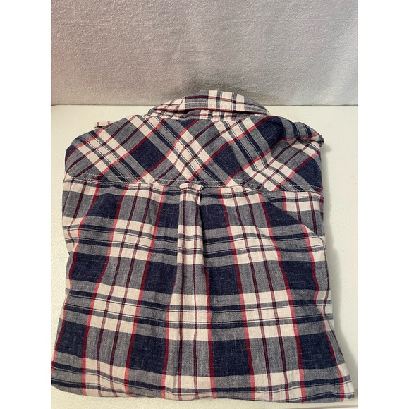J.Crew Long‎ sleeve button down plaid blue red white large NWOT denim women’s - Picture 2 of 5